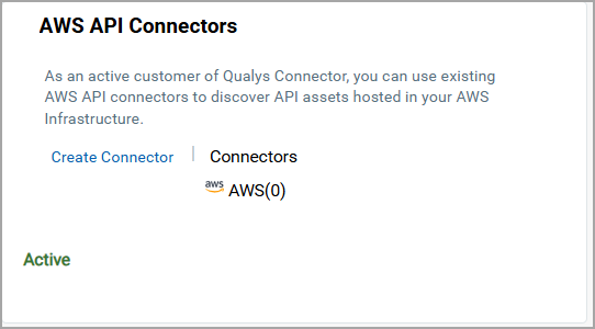 AWS API Connectors in Discovery tab.