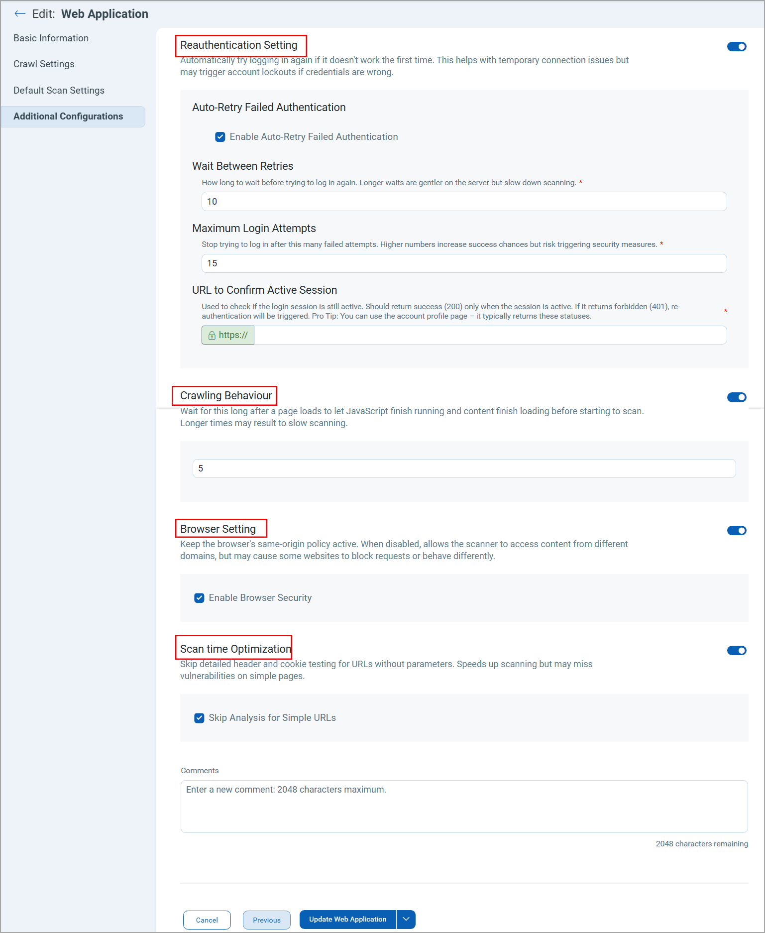 Additional Configuration.