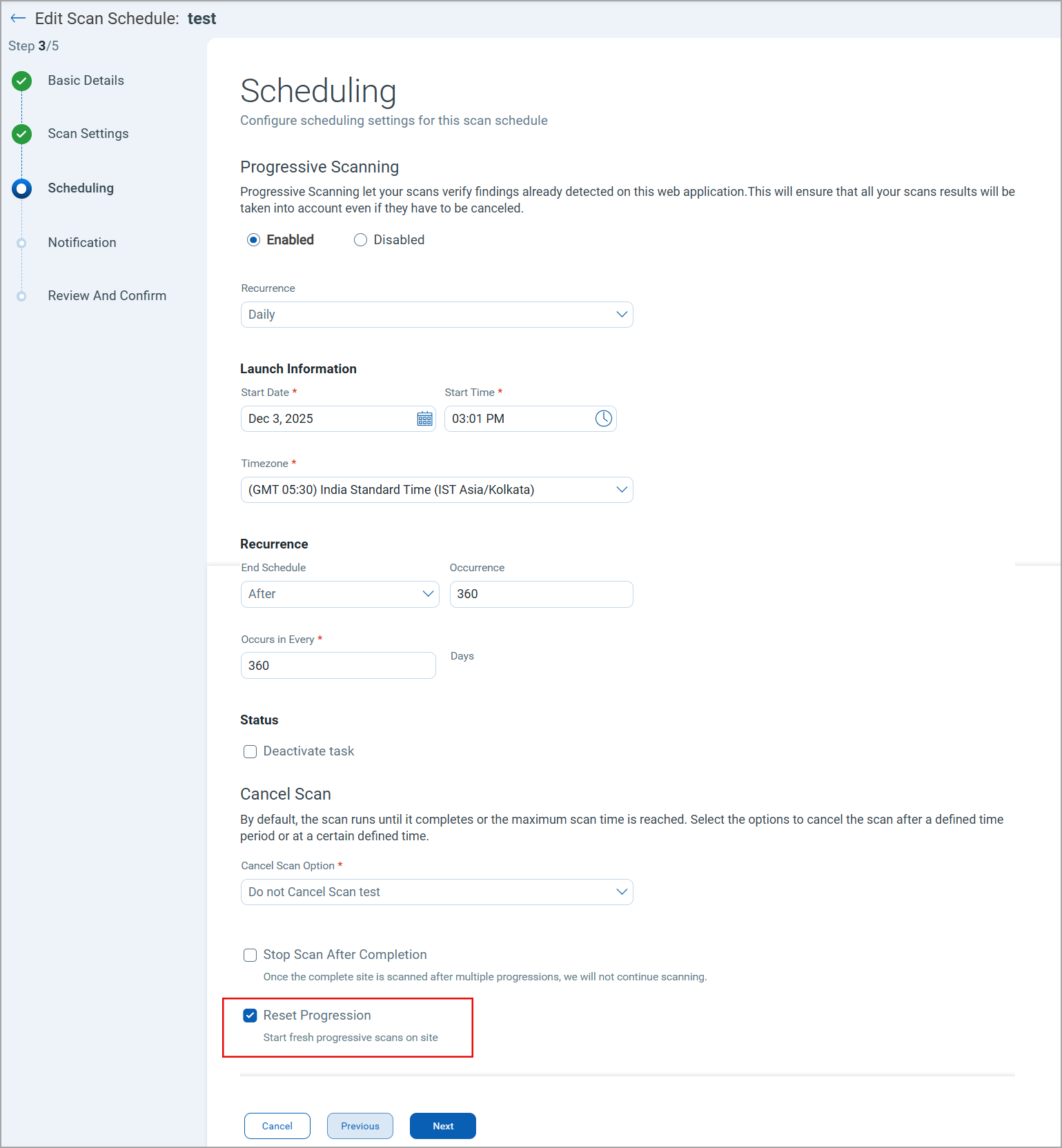 Reset Progressive Scan.