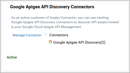 GCP API Connectors in Discovery tab.