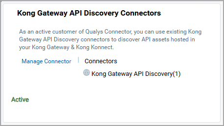 KONG API Connectors in Discovery tab.