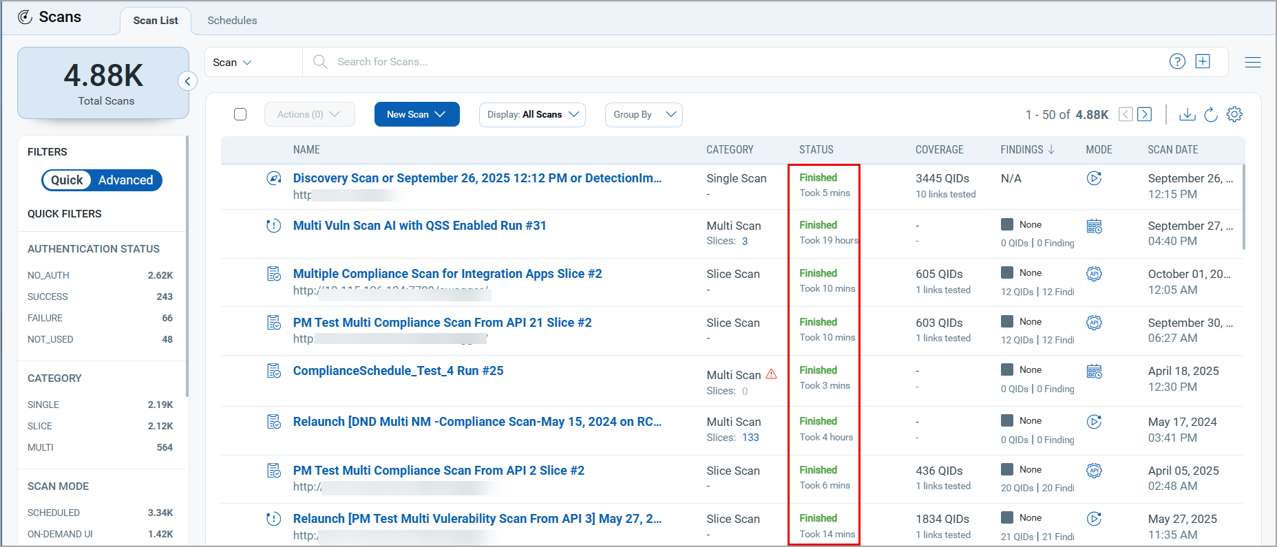 Enhanced scan duration format.