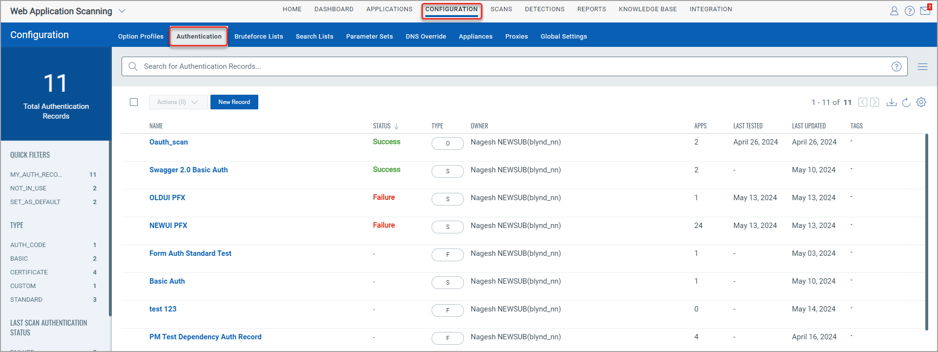 authentication tab moved under configuration tab.