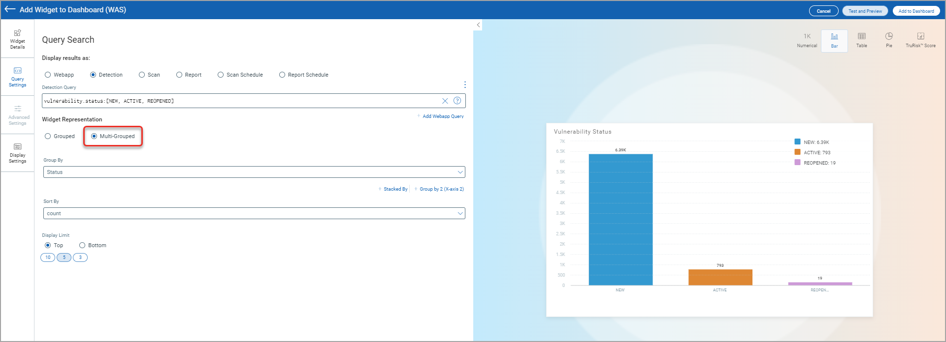 multi-group bar widget.