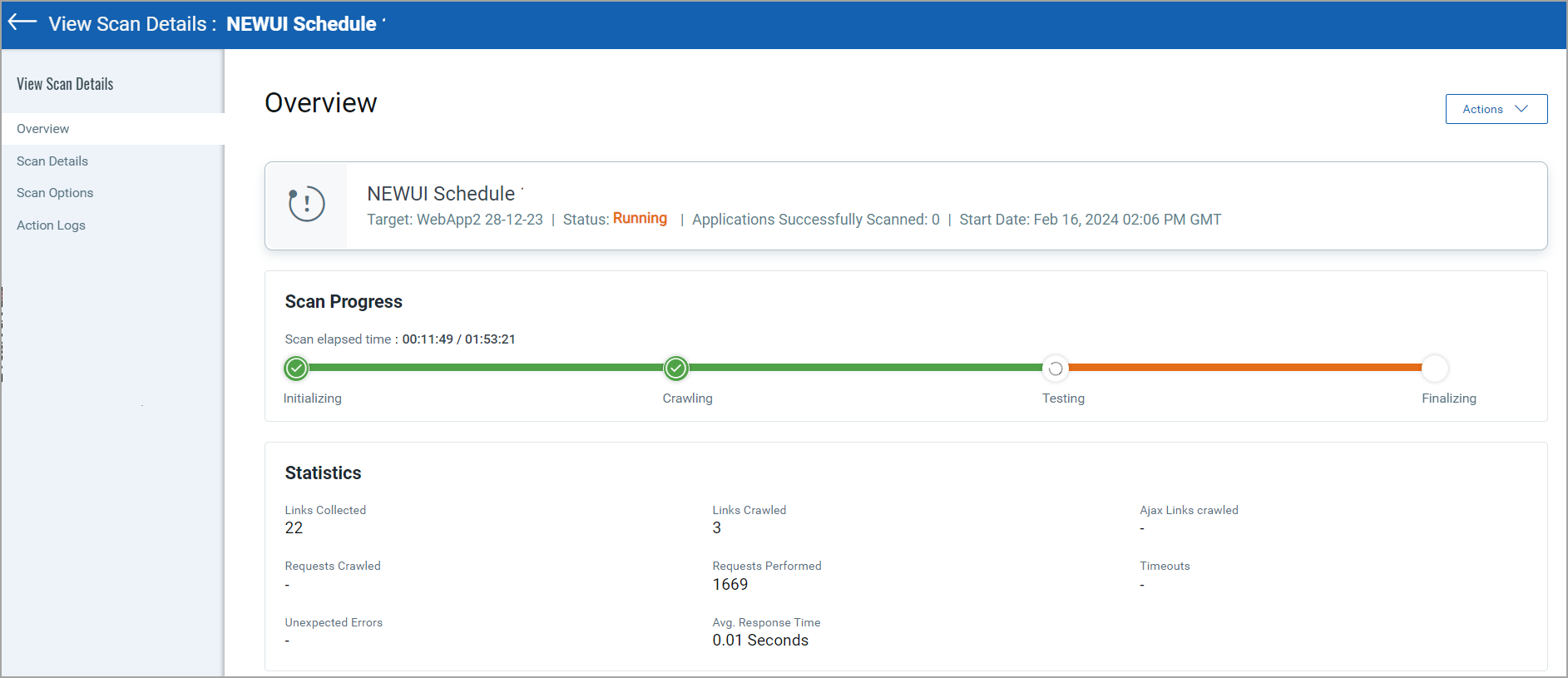 vulnerability scan progress bar