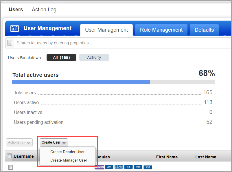 Navigation to create Reader User in Administration utility.