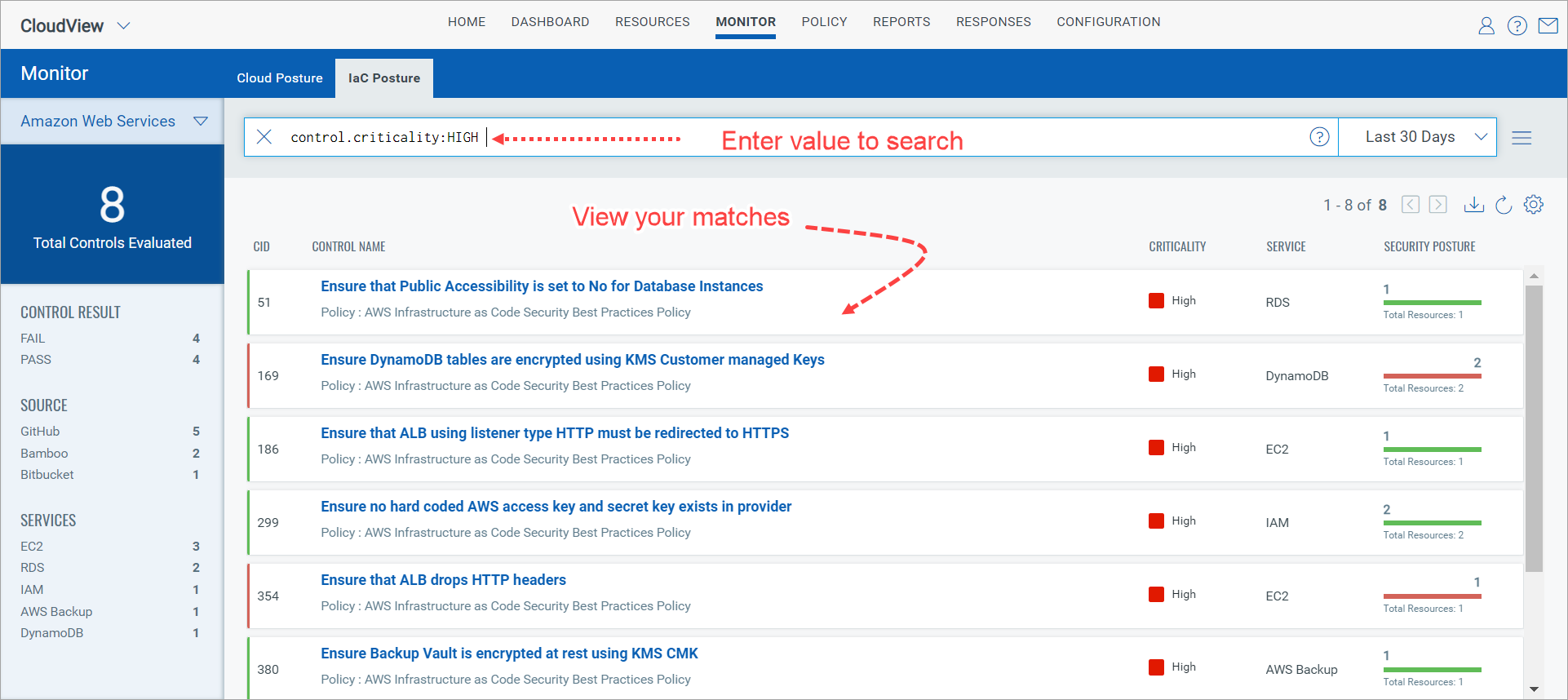 Controls that match your search query are displayed in the seach results.