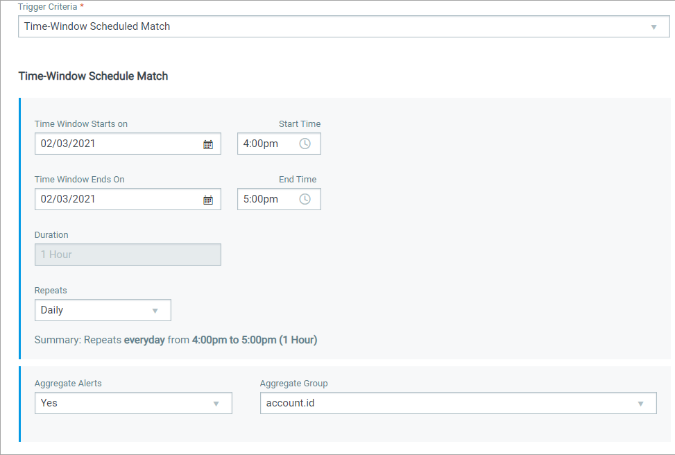 Options for time-window schedule match