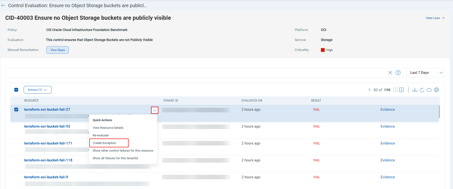 Quick actions menu