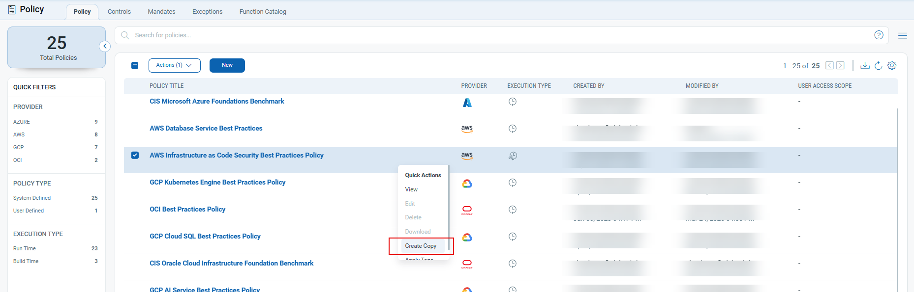 Copy and Create a new policy from existing