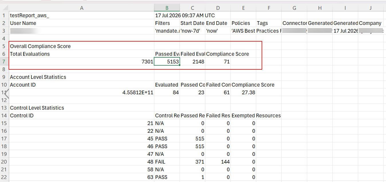 Overall compliance score column in Assessment Report CSV export