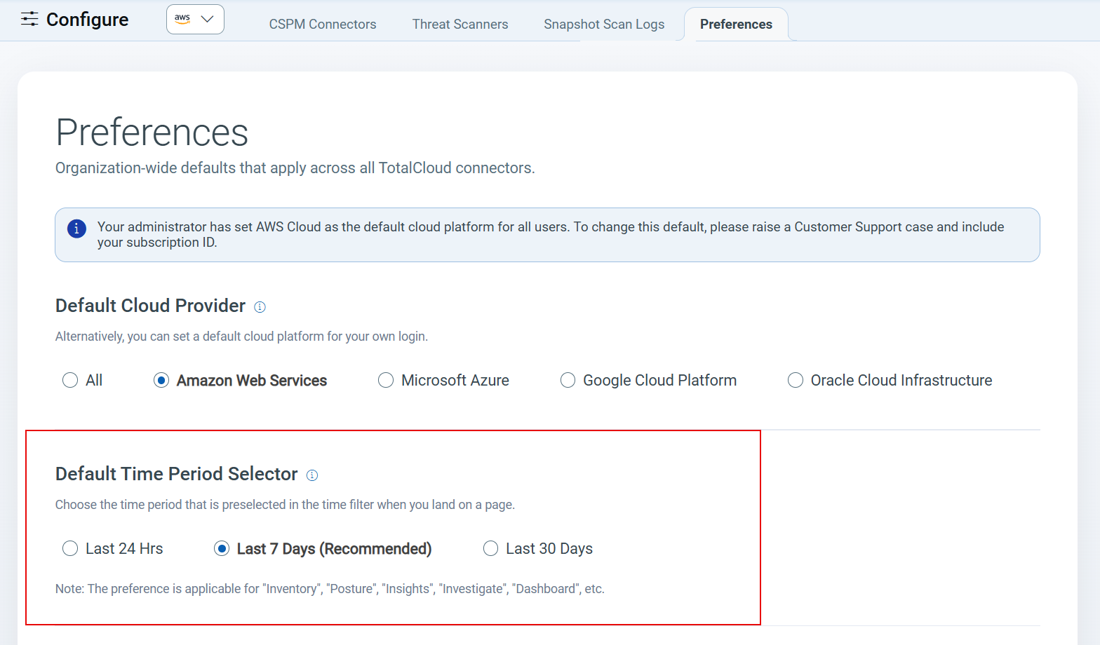 Default Time Selection