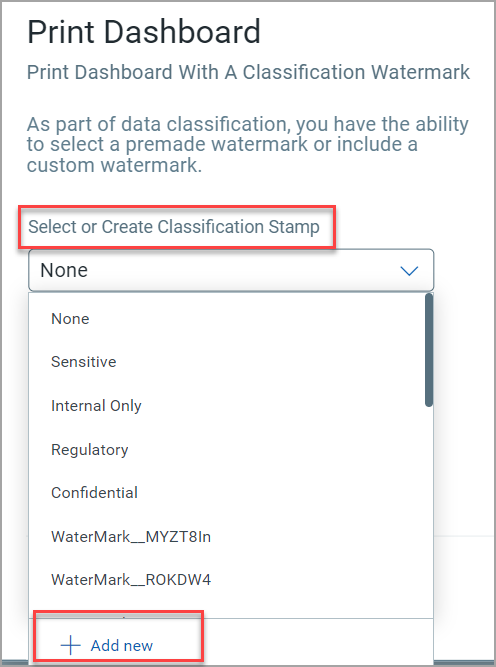 Print Dashboard Watermark option
