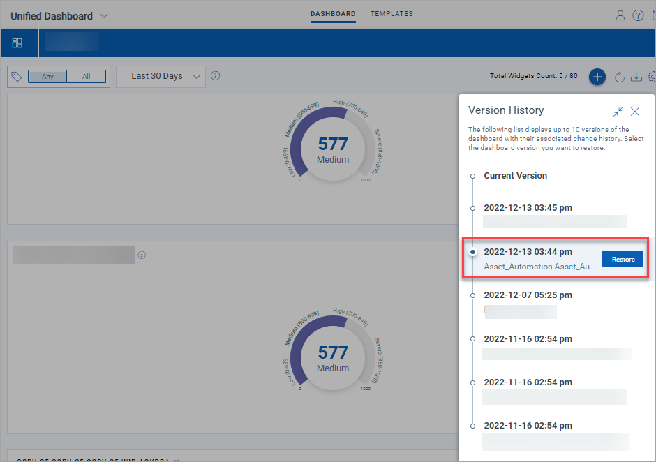Restore Option in Version History