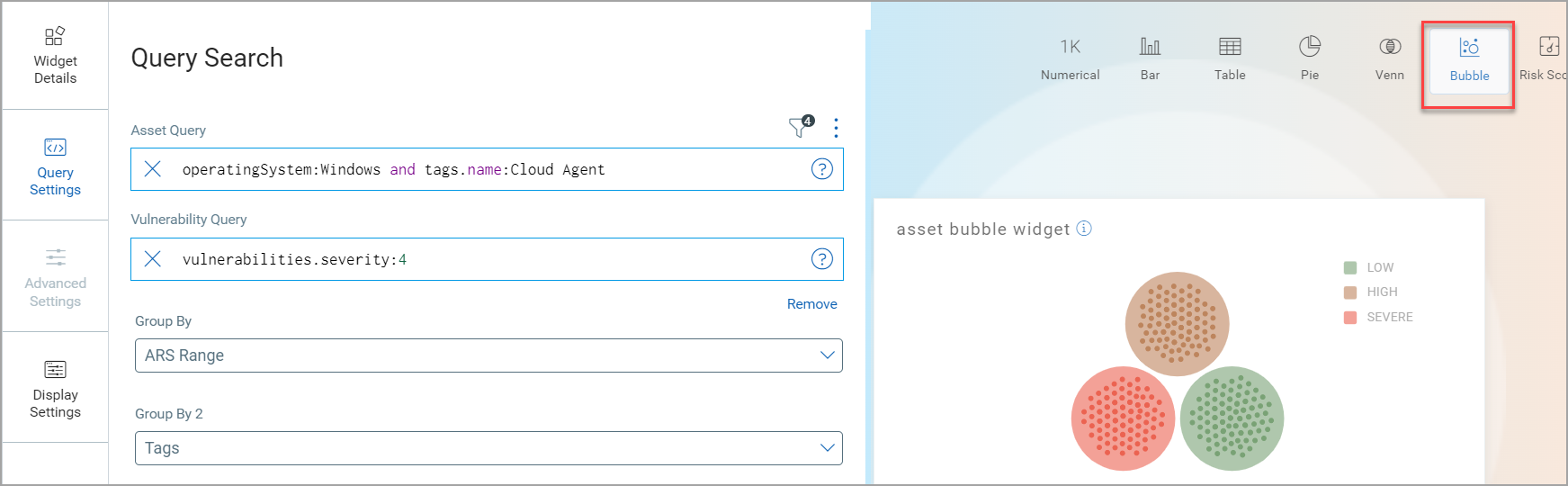 Bubble Widget Query Search