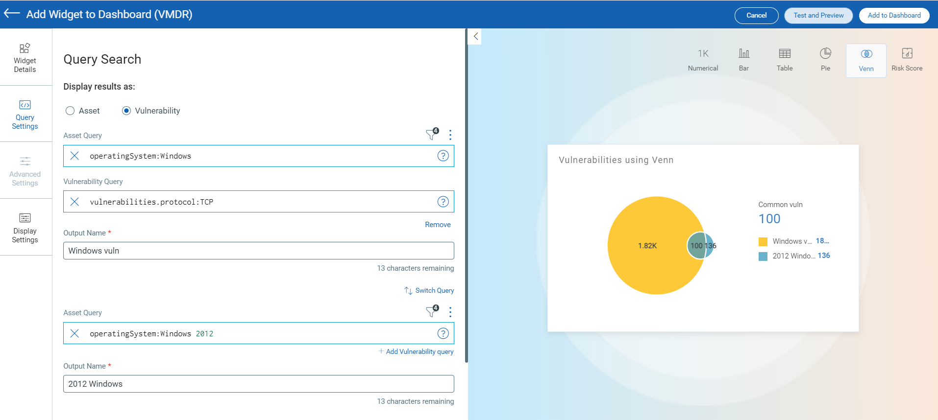 Example of Venn Widget