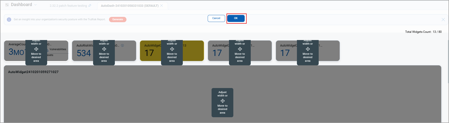 Edit dashboard layout