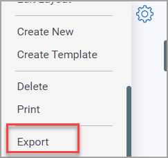 Export dashboard menu