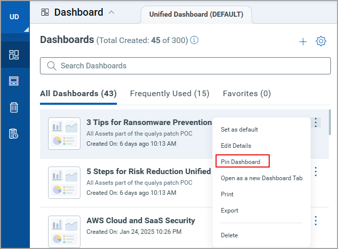 Pin Dashboard