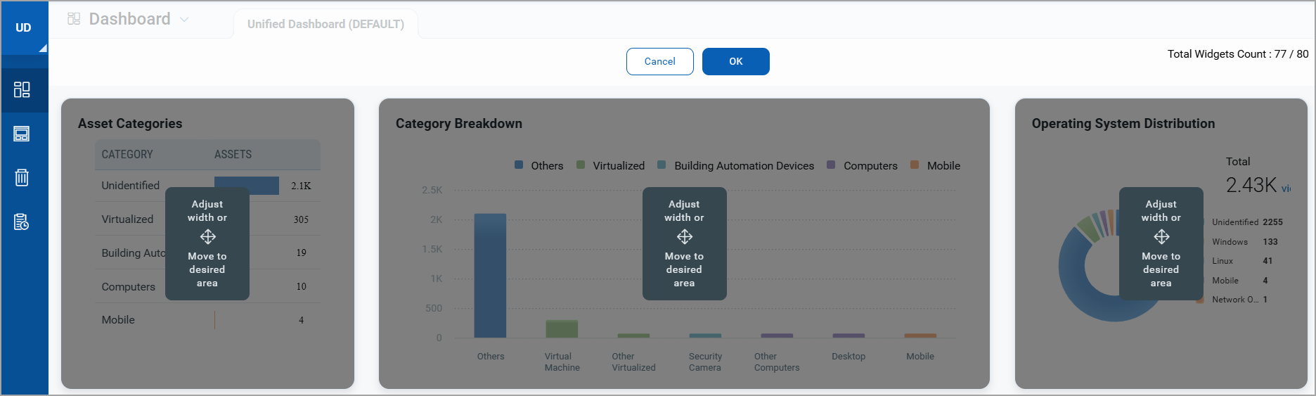 Edit Layout option to edit widget in the dashboard