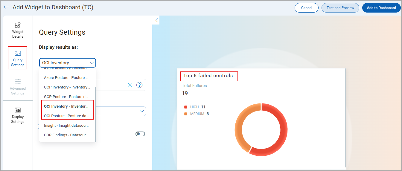 OCI Support for TC widgets.