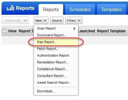 New Map Report menu option under Reports