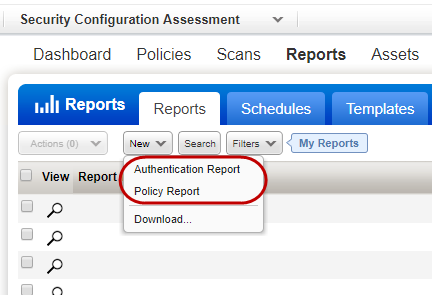 New Menu for SCA Reports