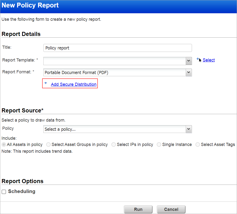 Entering  a password by clicking on Add secure distribution.