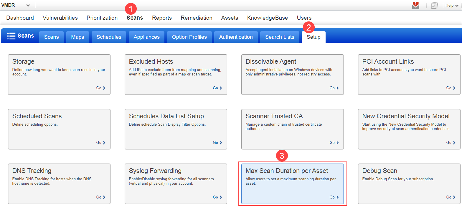 maximim scan duration per asset tab.