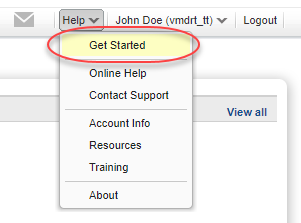 Get Started option on Help menu