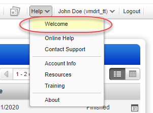 Welcome option on Help menu