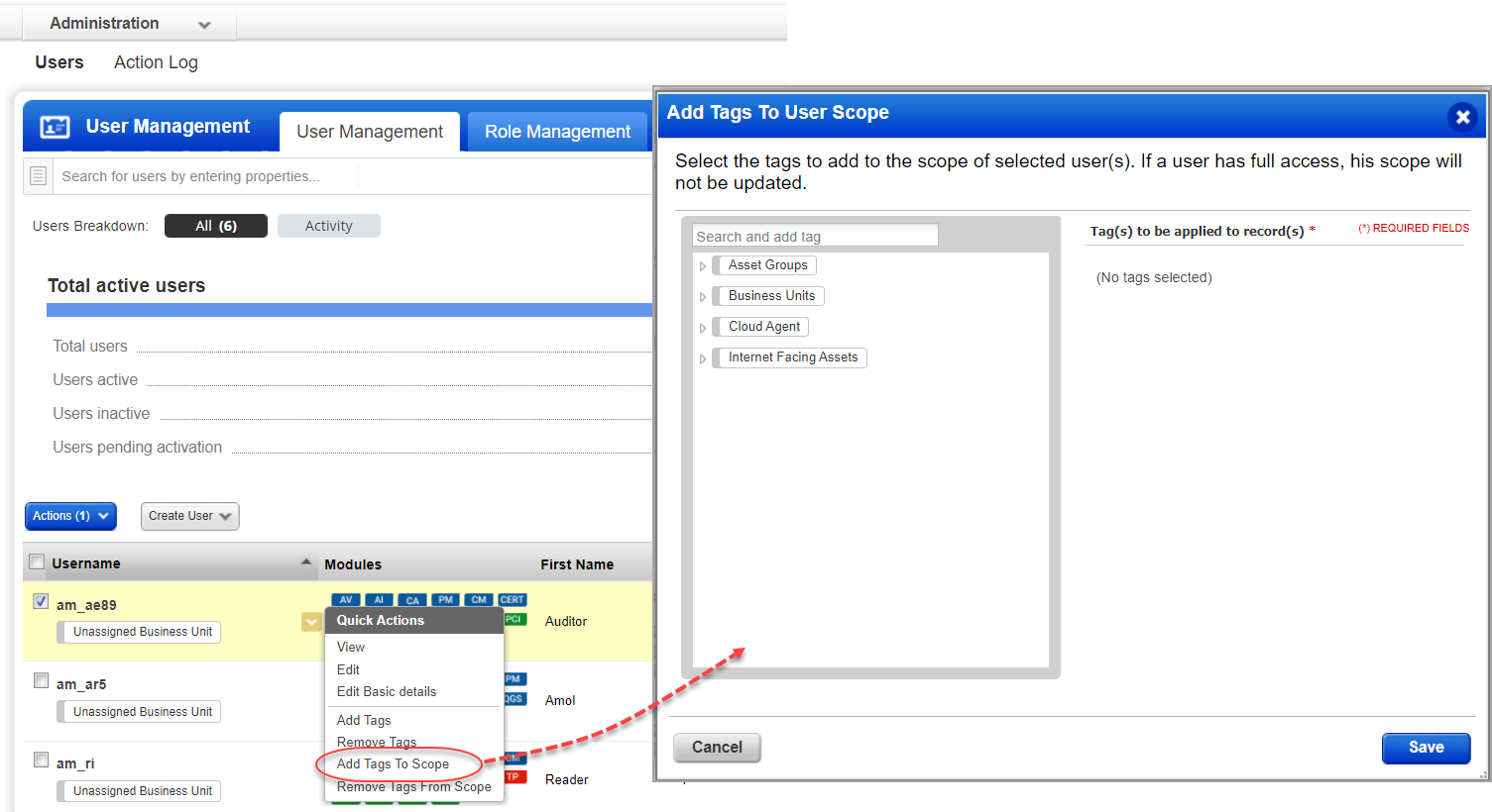 Add Tags to User Scope