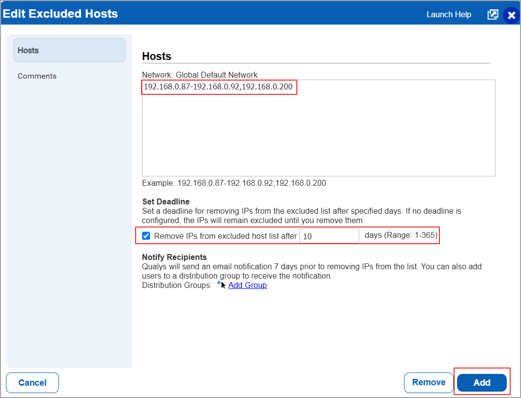Selecting IPs to set an expiration date.