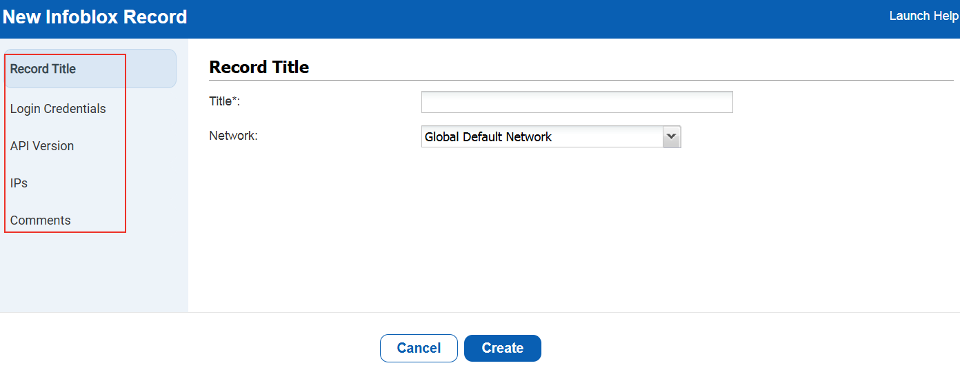 New Infoblox Record