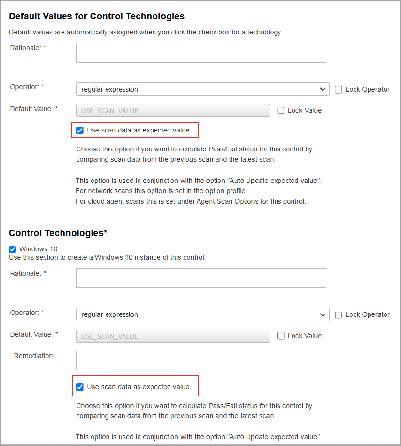 File Integrity UDC with Use scan data as expected value selected