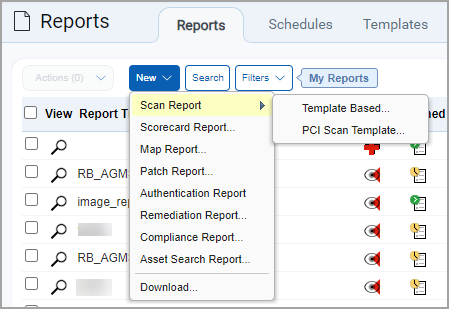 New Scan Report option under Reports