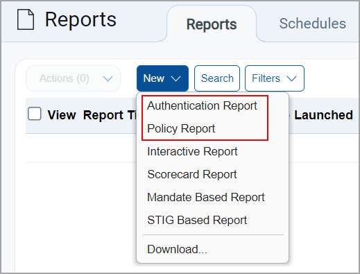 New Menu for SCA Reports