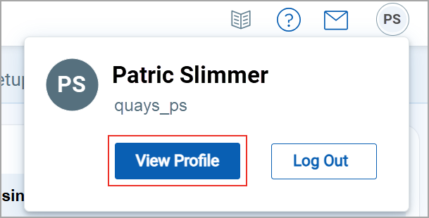 User Profile option below user name
