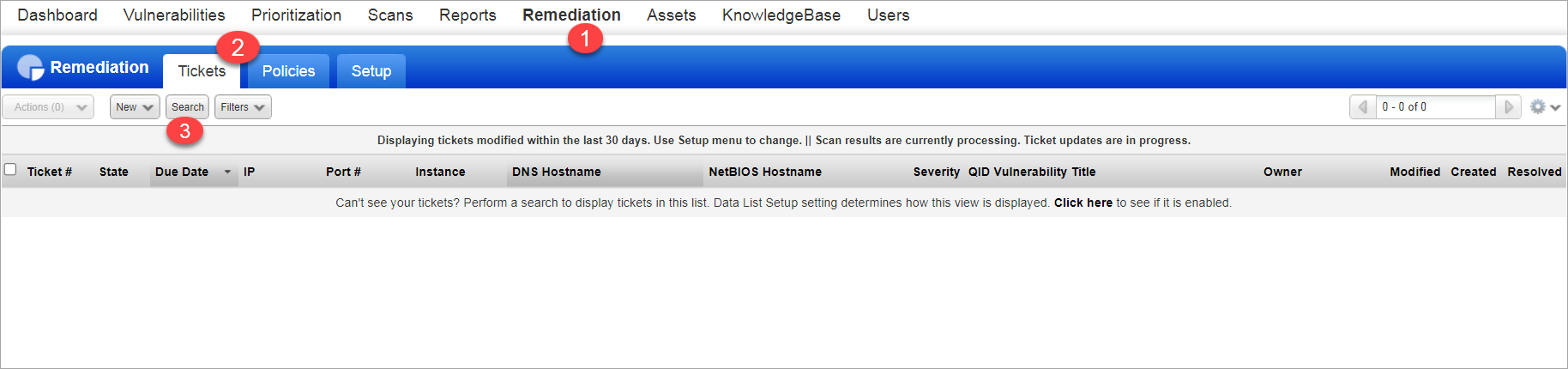 Searching for Remediation tickets.