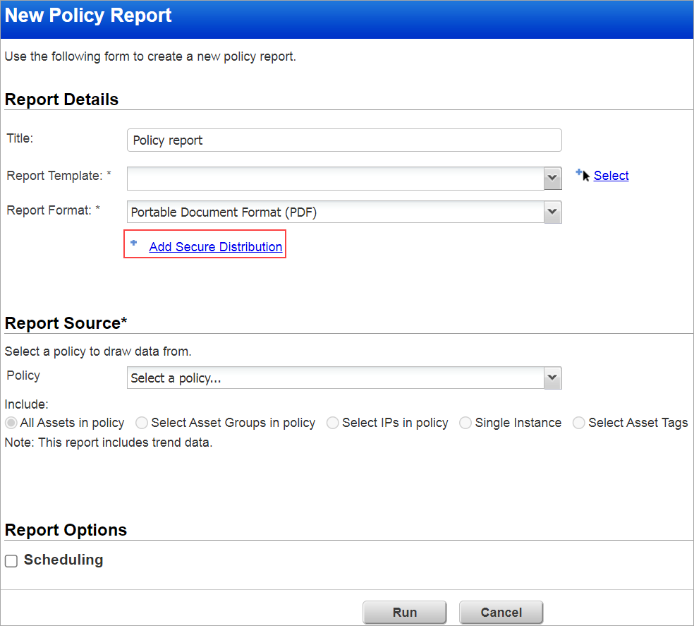Entering a password by clicking on Add secure distribution.
