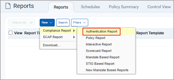 New Authentication Report option when running reports from <span data-keyref='PC_short_name'>PC</span>