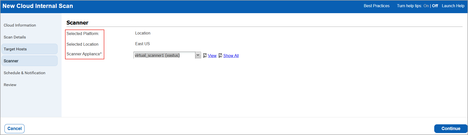 Azure Internal Scan