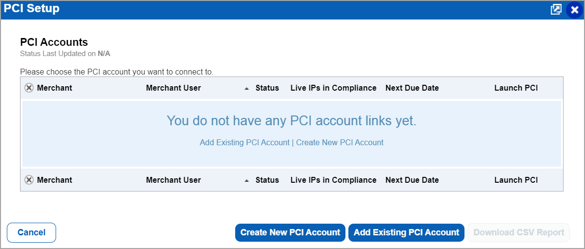PCI setup window