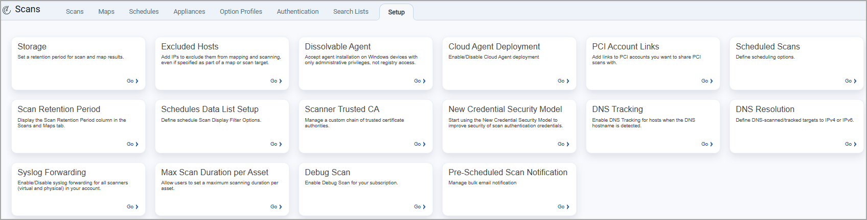 Scan setup