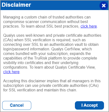 Disclaimer window