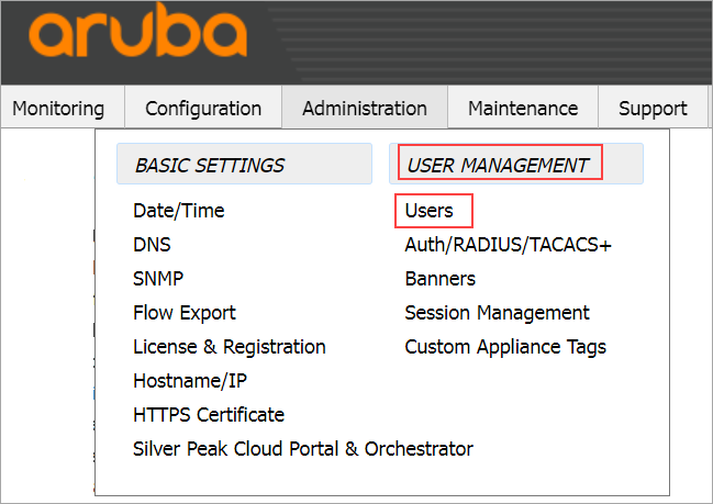 Selecting users under user Management.