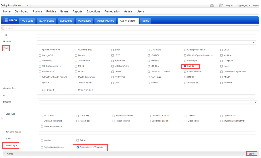 Searching for system created record for MySQL.