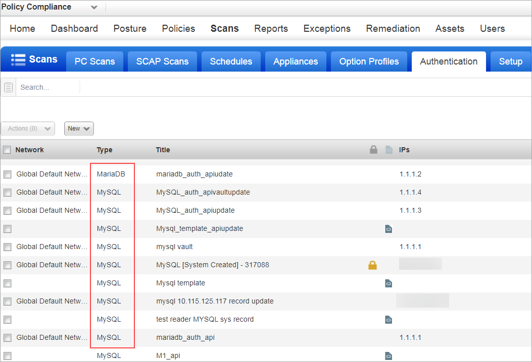 Display of authentication record list.