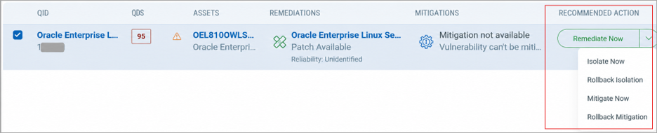 remediate or mitigate using the options 