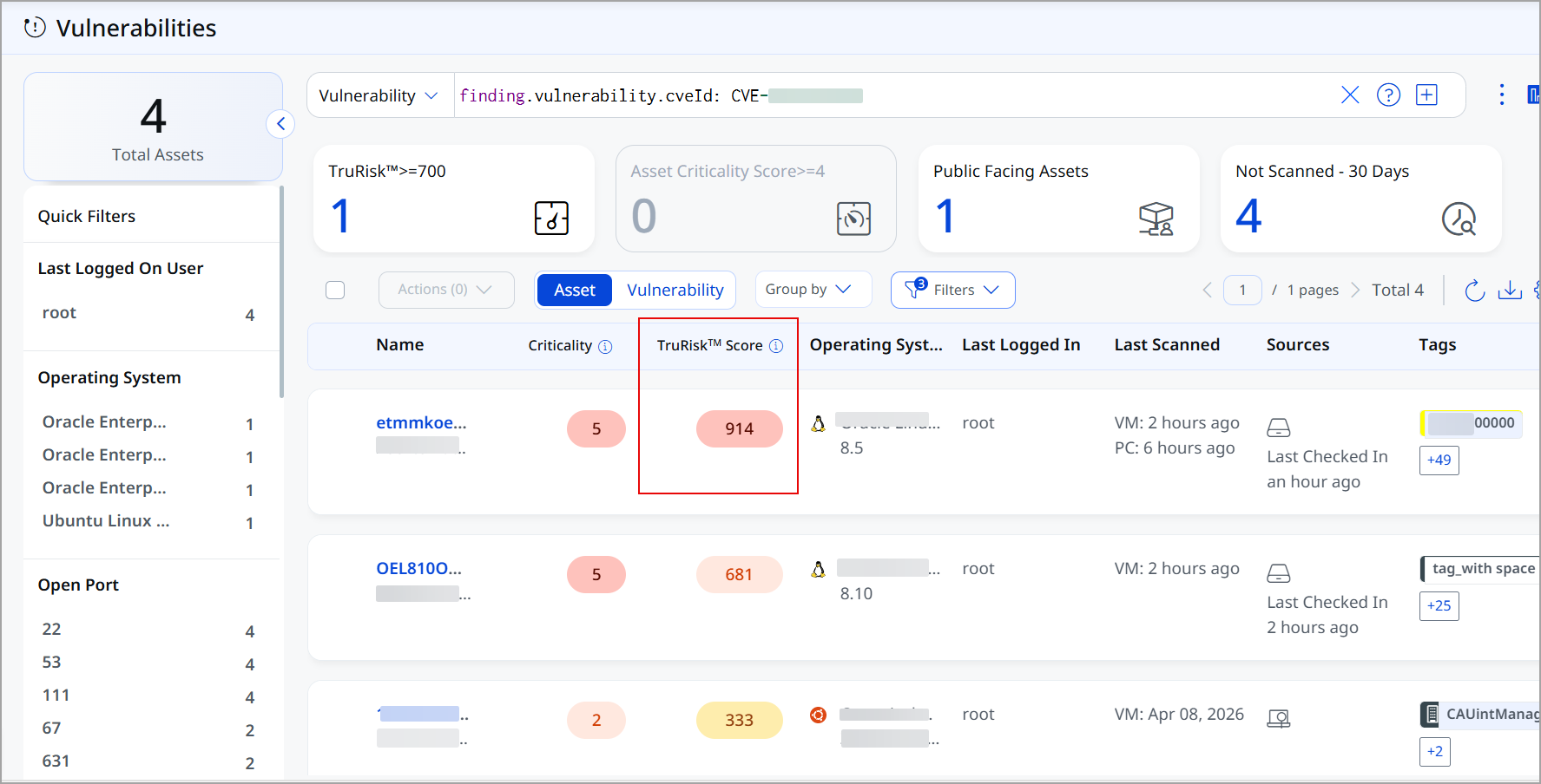 click on the trurisk score